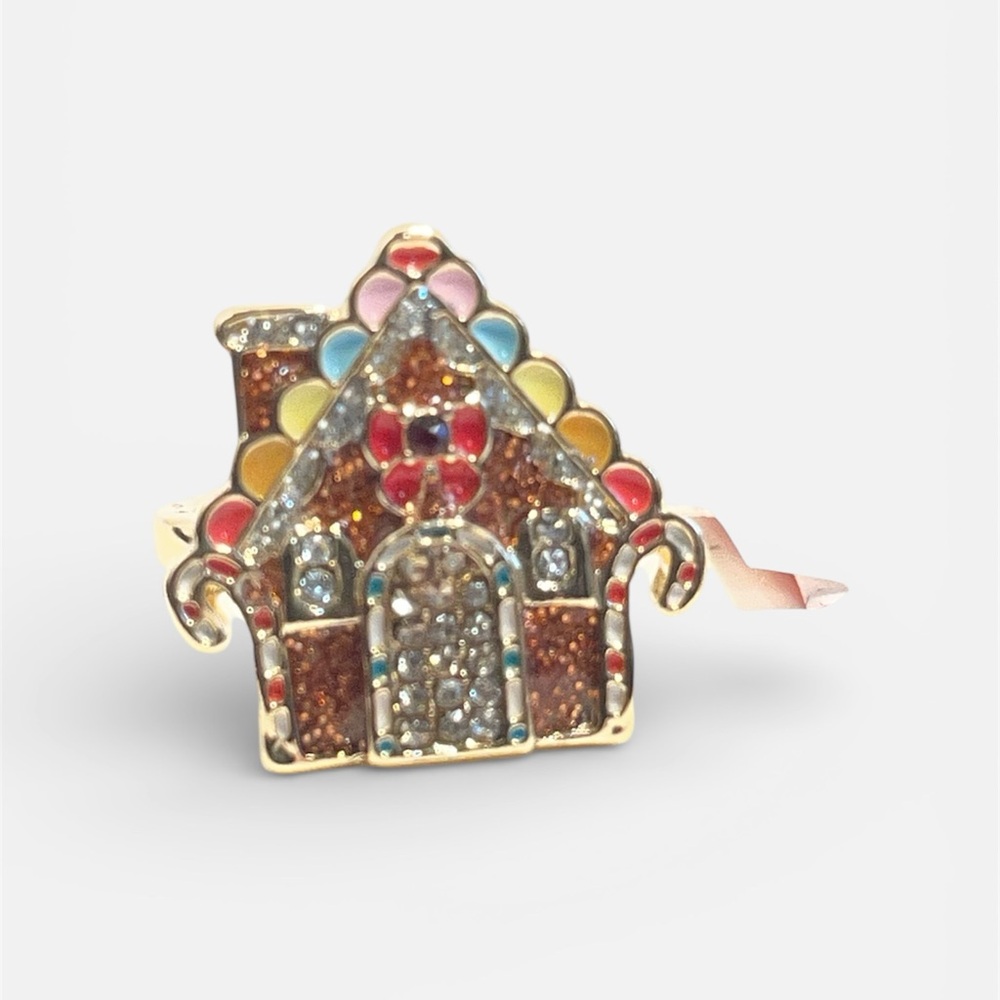 Piper K Gingerbread House Ring with colorful glass stones - NWT ***